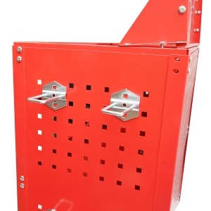 Carucior scule metalic pe roti cu 3 rafturi si panou perforat cu suporti unelte 660x360x1080mm - Img 9