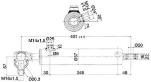 Cilindru servodirectie Case IH, Fiat, New Holland cod OEM 5098112, 5123968, 5189897, 5093753, 1755093753, 5093752, 5097535, 5098051, 5123022, 5173145, 5189888, 904998943, 5125260 - Img 5