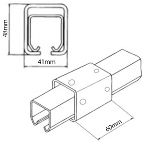 Conector metalic pentru sina poarta culisanta 41x48 - Img 2