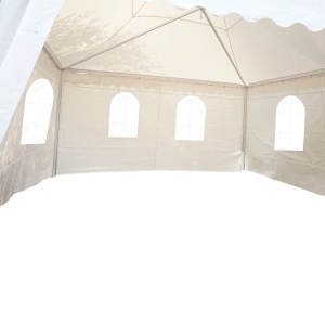 Cort evenimente pavilion tip pagoda 5x5m, alb impermeabil UV, acoperis PVC 750g/m2, cadru otel-aluminiu 48x48x2.5mm - Img 9