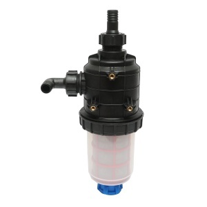 Filtru erbicidator transparent cu 2 site si valva autocuratare, racord 25mm