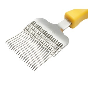 Furculita apicola pentru descapacit cu dinti indoiti din inox cu maner plastic 210mm - Img 4