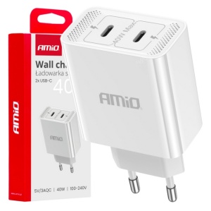 Incarcator 2xUSB-C 40W Fast Charger 230V AMIO