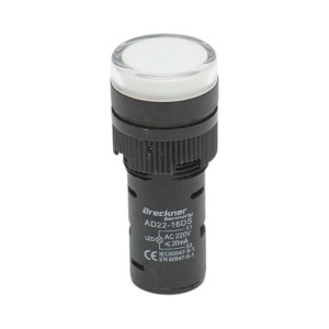 Indicator semnalizare LED alb 220V AC 16mm Breckner Germany