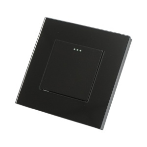 Intrerupator cap scara negru incastrat 220V, 16AX, indicator luminos, rama sticla 86x86x34mm