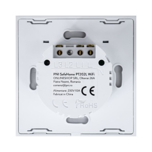 Intrerupator inteligent cu touch PNI SafeHome PT202L WiFi, 10A, control prin aplicatia Tuya Smart, compatibil cu Alexa si Google Assistant - Live Wire, fara nul - Img 2