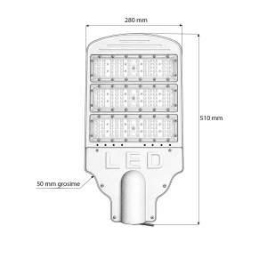 Lampa iluminat stradal LED 150W, 100-265V, 6500K, 19500lm cu prindere pe stalp 510x280x50mm IP66 Breckner Germany - Img 5
