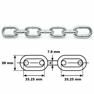 Lant otel zincat za medie 7.9x28x35.25mm, rola 10m - Img 2