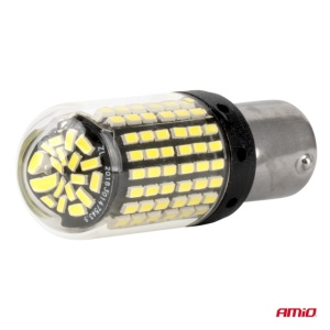 LED CANBUS BA15S P21W R10W R5W 600LM 144SMD alb 12V 24V AMIO - Img 2