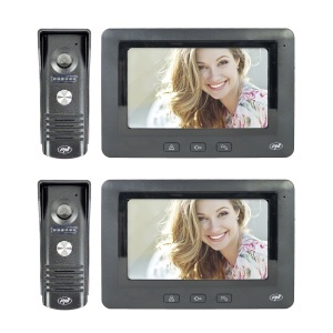 Pachet 2 bucati Interfon video PNI DF930 ecran LCD 7 inch, 800x480, iesire yala electromagnetica, negru