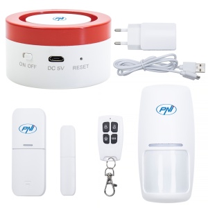 Pachet 2 bucati sistem de alarma wireless PNI Safe House PG600LR conectare wireless, alarma antiefractie, alarma fara fir, alerta inteligenta prin aplicatia Tuya Smart - Img 2