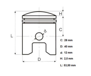 Piston scuter 2T 50cc Honda Dio Bali / Kymco 40mm - Img 2