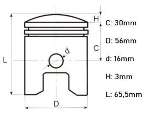 Piston scuter Yamaha TZR DT125 (56.5mm) - Img 2