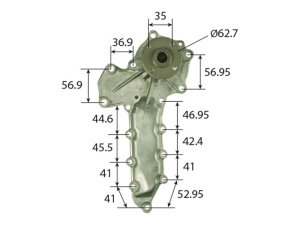 Pompa apa pentru pentru New Holland, Bobcat, Kubota cod OEM 6653941, 6684225, 15521-73033, 15521-73030, 15521-73035 - Img 2