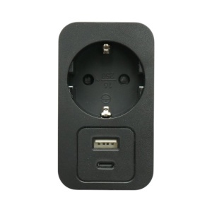 Priza inteligenta smart Wi-Fi neagra 100-240V, 16A, 3680W, 2 porturi USB A+C 5V, aplicatie Tuya Smart Life, compatibila Alexa si Google Home - Img 2