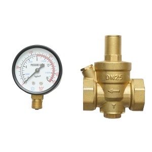 Regulator de reducerea a presiunii apei 1-1 tol, reglabil cu sita filtrare si manometru DN25 pentru instalatii solare rezidentiale