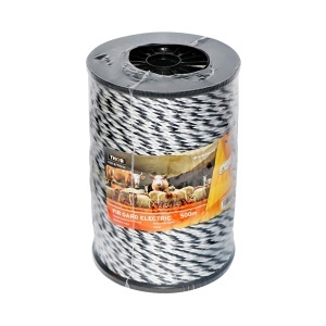 Rola fir alb-negru fi 4mm insertie metalica 3x0.2mm SS, rezistenta 9 Ohm/m, 500m gard electric Thor - Img 3