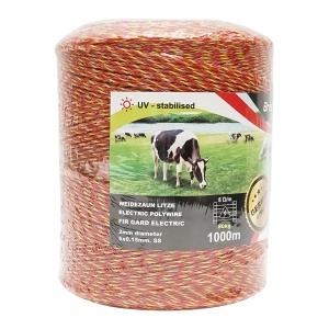 Rola fir galben-rosu fi 2mm, 6x0.15mm SS inox, 5.5 Ohm/m 1000m gard electric Breckner Germany - Img 3