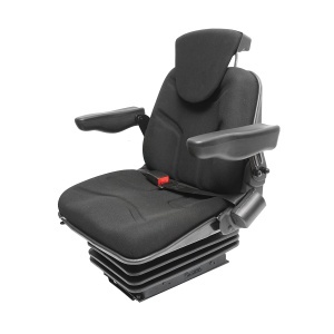 Scaun pentru tractor negru, reglabil cu cotiera, tetiera, centura si suspensie mecanica, latime sezut 455mm - Img 2