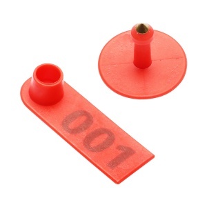Set 100 crotalii numerotate 001 -100 rosii pentru capre, oi Breckner Germany