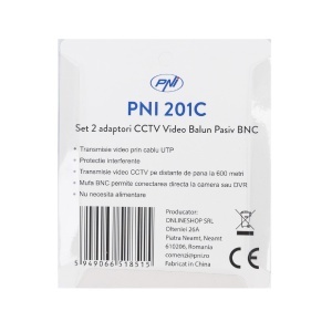 Set 2 Adaptori CCTV PNI 201C Video Balun Pasiv BNC pe fir 600m pt. cablu CAT5