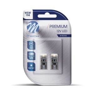 Set 2 becuri M-TECH Premium LB329W - W5W, 12V 4xSMD2835 LED, CANBUS alb