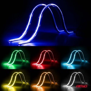 Set 2 benzi led flexibile cu telecomanda RGB 2x30 cm 12 V Amio - Img 4