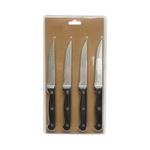 Set 4 cutite steak 11cm, lama zimtata otel 3Cr13, maner bachelita negru Breckner Germany - Img 2