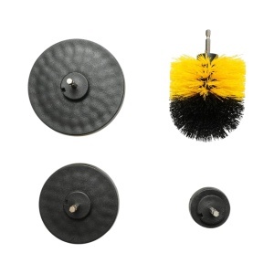 Set 4 perii rotative pentru curatare cu bormasina 50mm, 90mm, 100mm, 125mm, prindere 1/4 inch Breckner Germany - Img 3