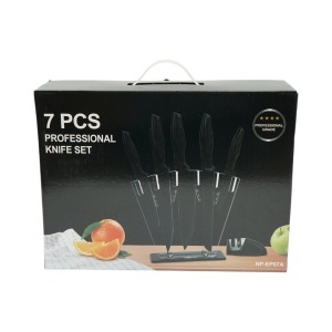 Set cutite bucatarie 7 piese cu suport acrilic si dispozitiv ascutit, lama otel 3Cr13, maner PP Breckner Germany - Img 12