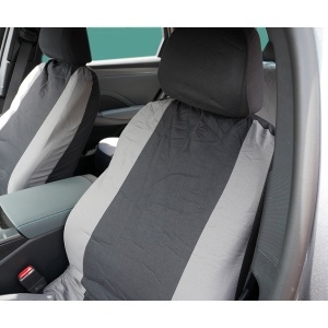 Set huse scaune auto universale gri-negru, material textil 8 piese - Img 5