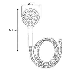 Set para dus cu furtun zincat 1.5m, 5 functii, duze silicon, crom lucios, plastic 105x240mm - Img 4