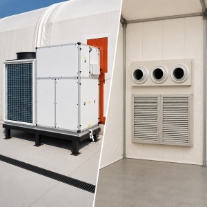 Sistem instalatie climatizare industriala 272.960 BTU, 80kW, 380V, functie incalzire si ventilatie, debit aer 17.500m3/h pentru corturi, hale, depozite 500–750m2 - Img 2