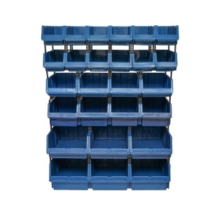 Stand cu 26 cutii pentru depozitare / organizare, cutie din plastic albastra,1020x510x1350mm