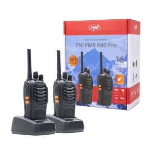 Statie radio portabila PNI PMR R40 PRO, set cu 2 buc, 0.5W, 16 canale programabile, 16 PMR si tonuri 50 CTCSS si 104 DCS, ASQ, TOT, monitor, programabila, acumulatori 1200mAh, incarcatoare si casti in - Img 2