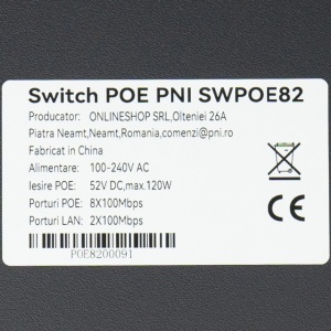 Switch POE PNI SWPOE82, 8 porturi POE 100 Mbps si 2 porturi UP Link 100 Mbps, 120W, functie AI Extend pana la 250m, protectie fulger 4kV - Img 8