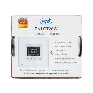 Termostat inteligent PNI CT26W WiFi incalzire in pardoseala electrica sau grup pompare, senzor pardoseala inclus, montaj incastrat, control din aplicatia Tuya Smart, programare zilnica, mod manual/aut - Img 8