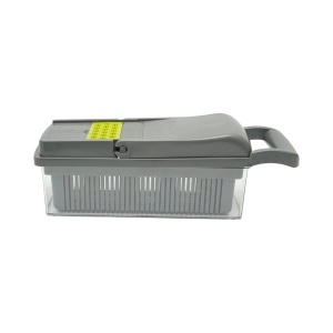 Tocator de legume multifunctional 12 in 1 manual, 8 lame inox interschimbabile, taietor legume, feliator, razatoare, decojitor, separator oua, recipient colectare - Img 8