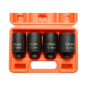 Trusa chei tubulare de impact lungi 34mm, 36mm, 38mm, 41mm, patrat 1/2 inch Cr-Mo 4 piese Breckner Germany - Img 3