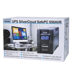 UPS SilverCloud SafePC 650AVR putere 360W ecran LCD software monitorizare PC - Img 6