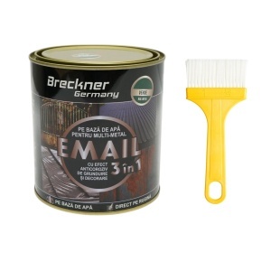 Vopsea email anticoroziva 3 in 1 verde RAL 6016 pentru metal 750g, direct pe rugina, pe baza de apa Breckner Germany