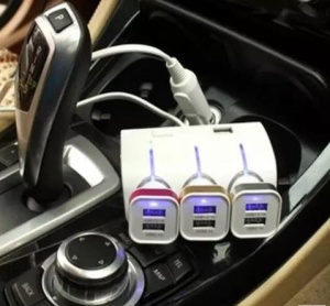 Adaptor auto pentru bricheta 3 prize 12/24V cu Incarcator si 2 USB - Img 4
