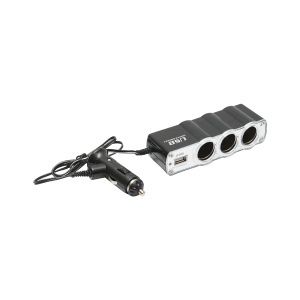Adaptor triplu bricheta si 1 port usb cu cablu 1m - Img 4