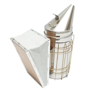 Afumator albine din inox cu cilindru scut termic si burduf din piele 190mm - Img 3