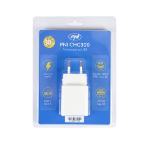 Alimentator PNI CHG300 cu port USB C, QC3.0, PD3.0, PPS si port USB-A, 30W