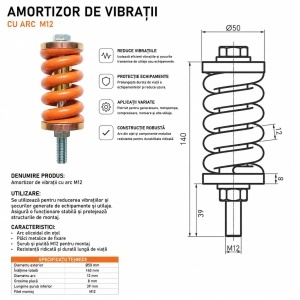 Amortizor de vibratii cu arc M12x140mm - Img 3