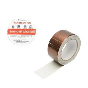 Banda butilica hidroizolanta autoadeziva 50mm x 5m cu folie de aluminiu maro RAL8003 Breckner Germany
