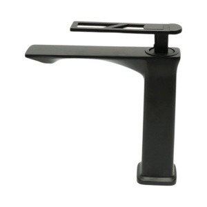 Baterie lavoar baie inalta patrata, monocomanda, negru mat, aliaj zinc, furtunuri incluse - Img 3
