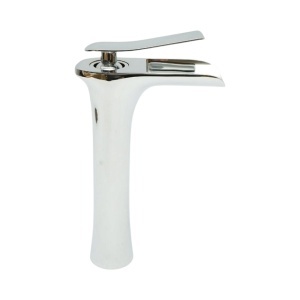 Baterie lavoar baie inalta Premium din cupru, pipa tip cascada, design rotund, monocomanda, crom lucios, furtunuri incluse - Img 5