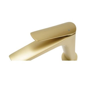 Baterie lavoar baie Premium din cupru, pipa lunga, design patrat, monocomanda, auriu mat, furtunuri incluse - Img 9